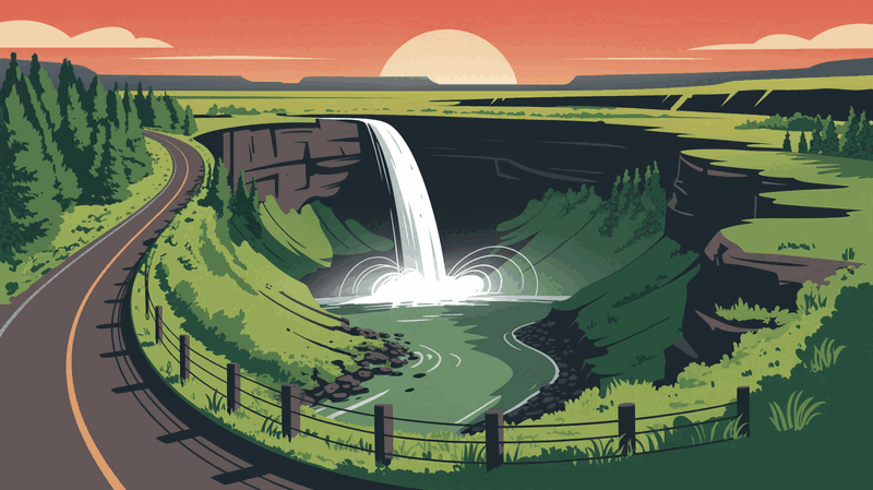 Illustration of high desert landscape near Twin Falls, Idaho